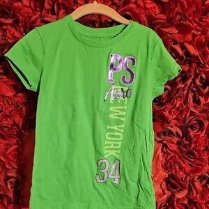 Aeropostale Girls Green Kids T-Shirt Size 7 (XS)